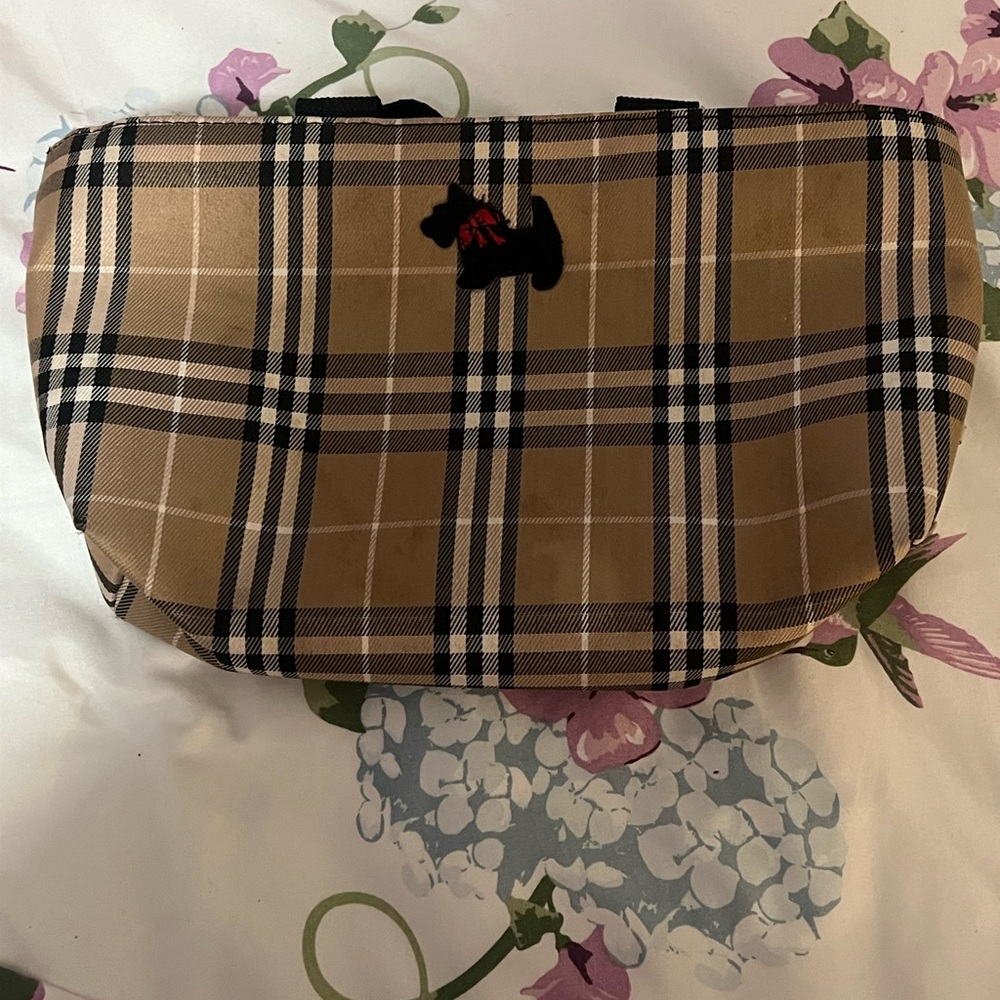 Plaid Scottish dog makeup bag